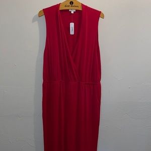 Woman's Jumpsuit Red Sleeveless‎ Deep V-Neck Size XL New Festival Summer